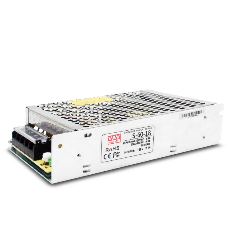 S-60-18 60W-18V-3.5A SMPS Single Output AC 220V to DC 5V 12V 24V 36V 48V DC Power Supply 60W DC LED Switching Power Supply