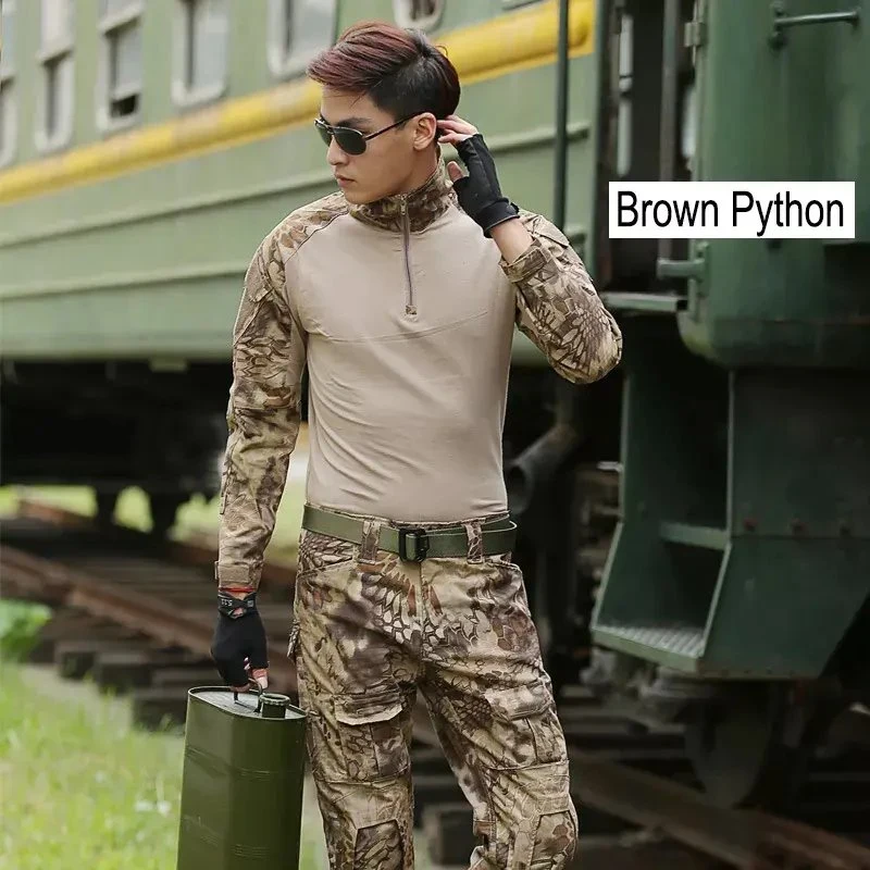 New Style Men's Tactical Frog Shirt Long Sleeve Sport Shirt Frogman Set Tactical Pant for Outdoor