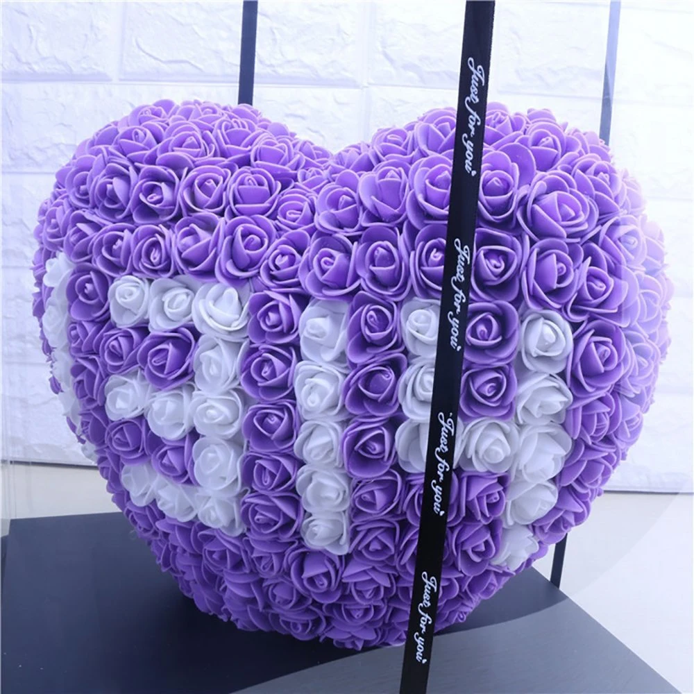 Artificial Rose Buds Foam Flower Heart Shaped Gift Box with Floral Foam