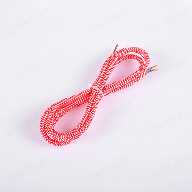 Red&White 2 Core Round Braided Weaving Fabric Wire