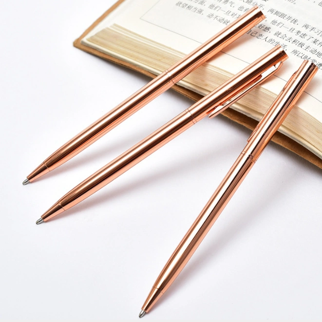 Promoção Gift Office Supply Stationery Thin Ball Pen for Hotel