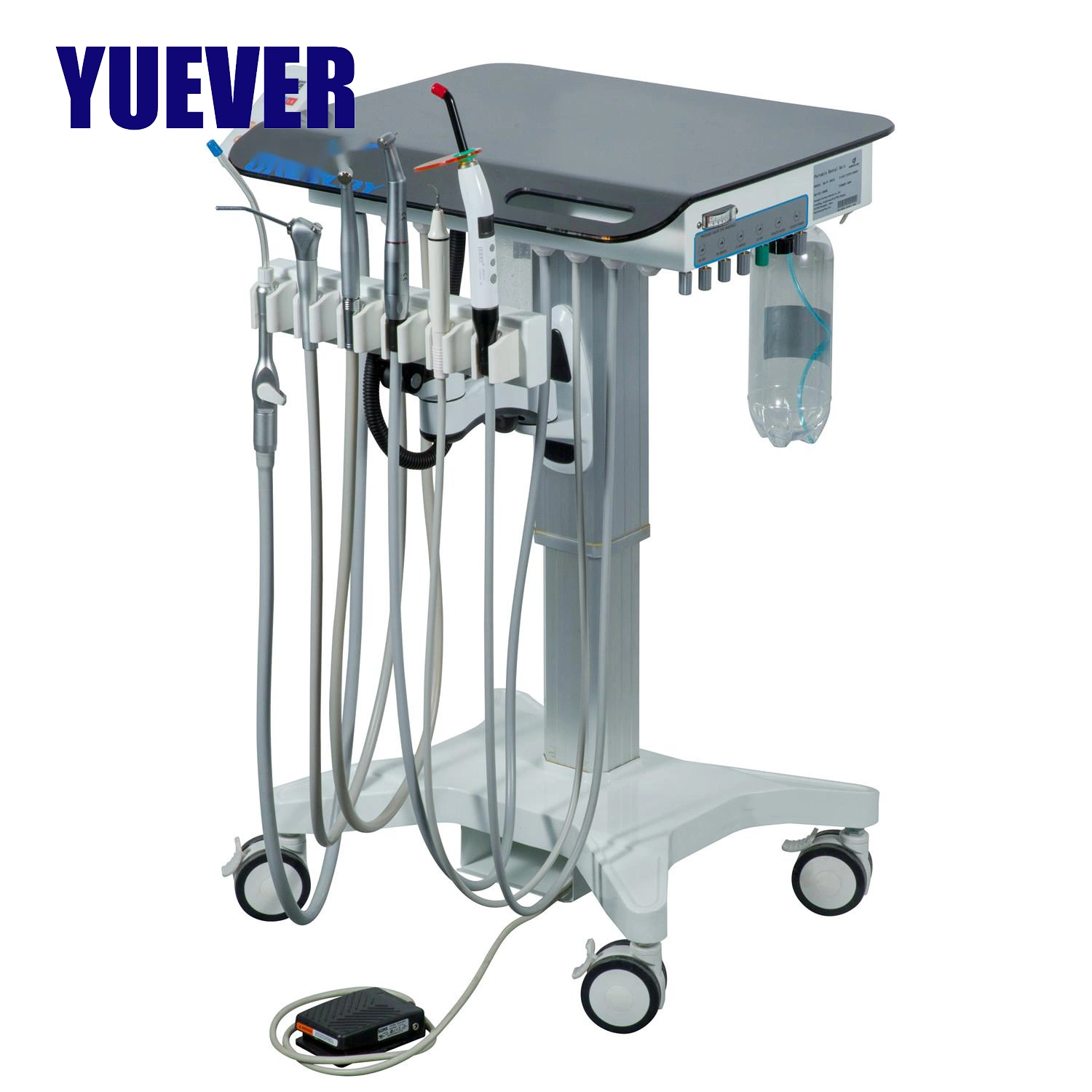CE ISO Approved Portable Mobile Dental Unit Cart Turbine with Air Compressor LED Light Curing