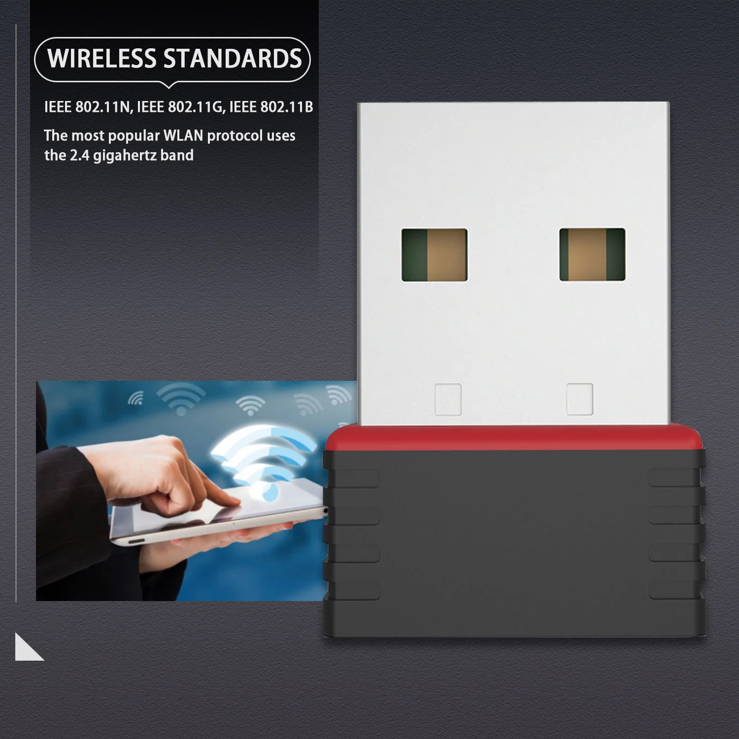 Carte réseau sans fil pour ordinateur Mini récepteur de réseaux sans fil-N Adaptateur WiFi double bande pour ordinateur portable de bureau