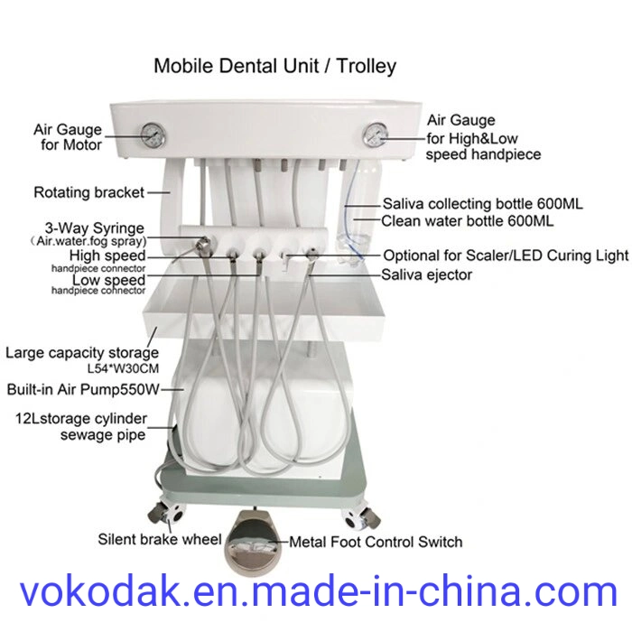 Luxury Dental Equipment Trolley Cart Movable Treatment Desk Portable Dental Unit with LED Dental Oral Operation Lamp Veterinary