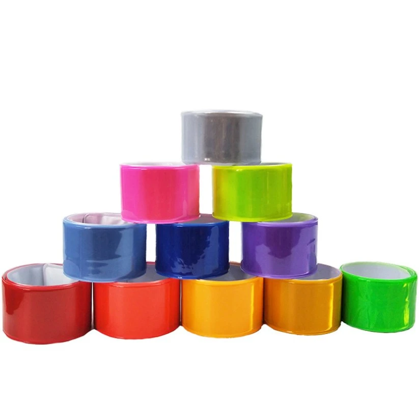 Fashion Gifts Promotion Reflective PVC Slap Bands Colorful Snap Bracelets for Kids