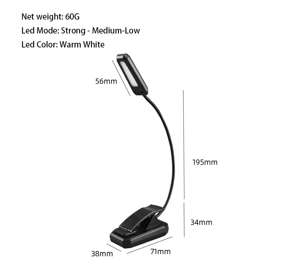 Study Table Lamps Clip on Book Fashion USB Rechargeable Small Desk Touch Modern LED