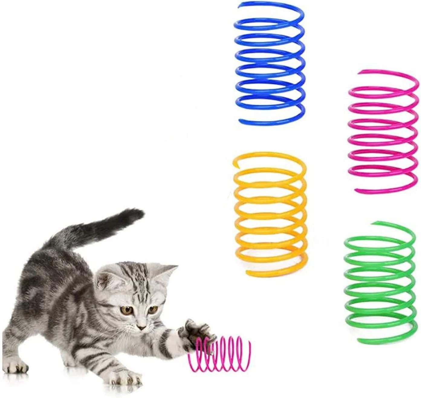 Cat Creative Toy to Kill Time and Keep Fit Interactive Cat Toy Durable Heavy Plastic Spring Colorful Springs Cat Toy