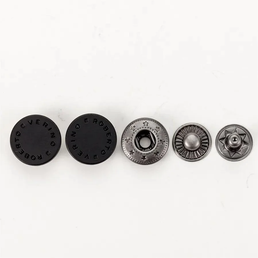Custom Made 15mm Matte Black Magnetic Buttons Snap Button Metal Zinc Alloy Round with Logo for Clothes Nickel-Free Eco-Friendly