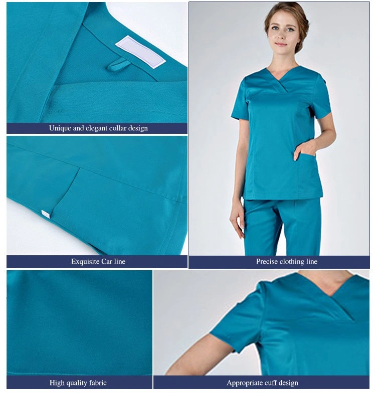 Factory OEM Custom V-Neck Women Emergency Room Nurse Uniforms Scrub Uniform Women Clothes Fit Nurse Uniform