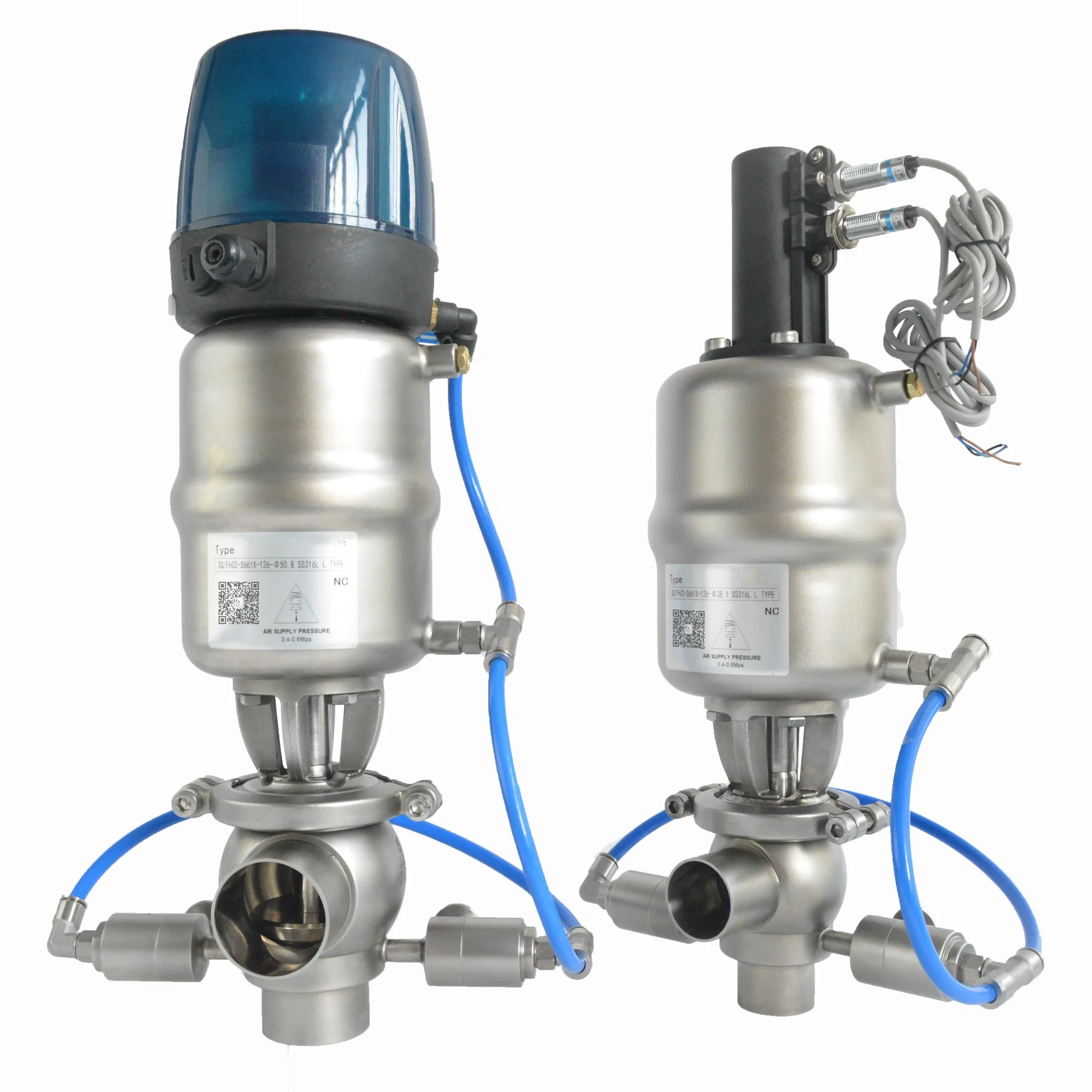 Xusheng Food Grade Double Seat Valve Sanitary Pneumatic Clamp Mixproof Valve