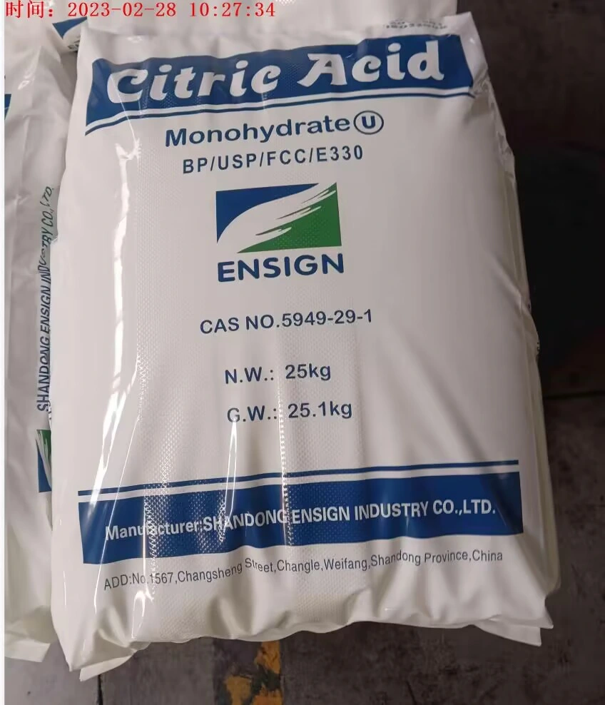 2023 Weifang Ensign Citric Acid Monohydrate Cam 8-16/8-40 Mesh CAS 5949-29-1 Food Additive Cosmetic Additive in Stock