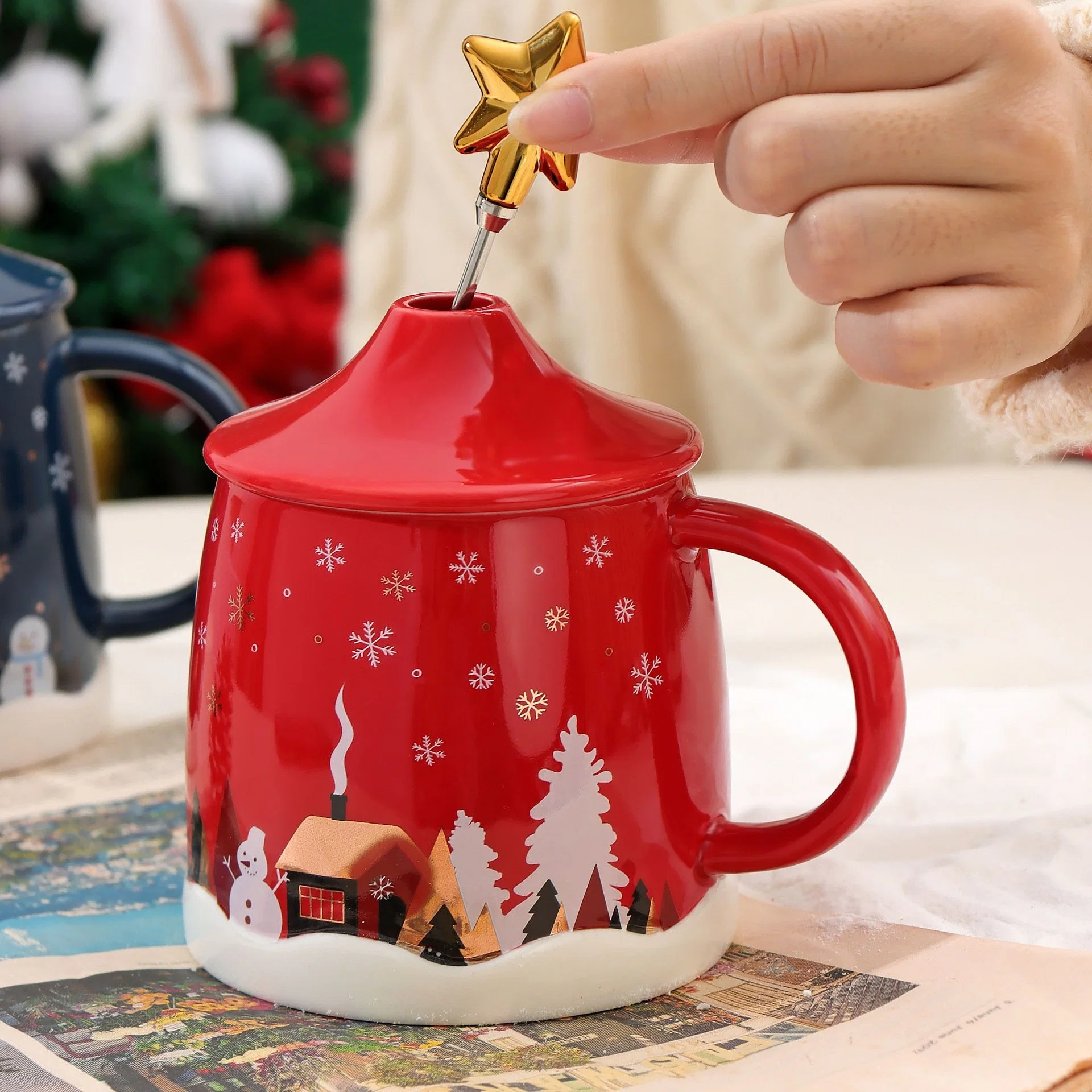 Ceramic Mug with Lid European-Style Breakfast Coffee Mug