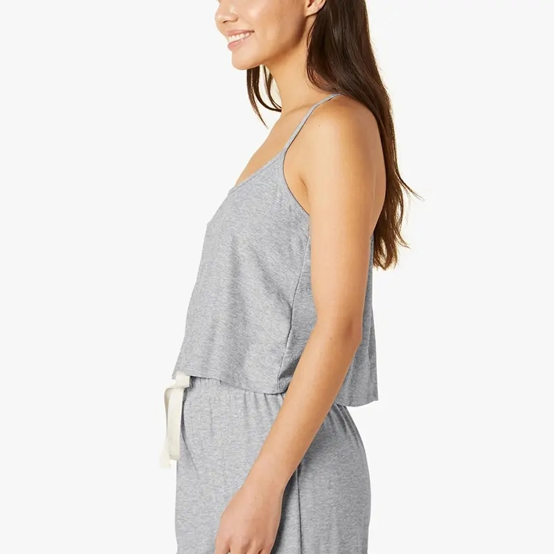 New Arrival Curved Neckline Criss-Cross Straps Sleepwear Tank Cropped Top