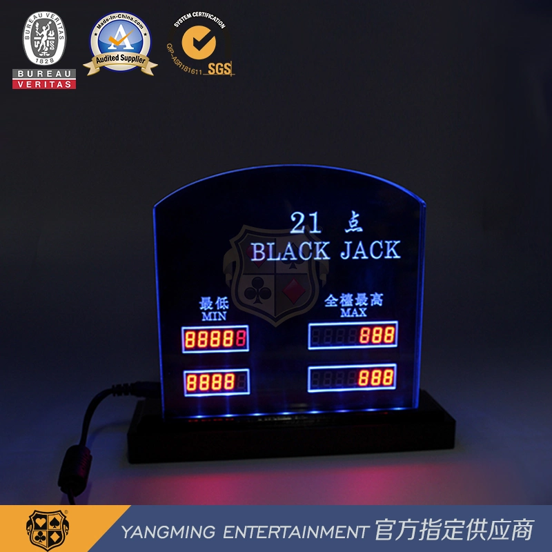 Black Jack Texas Hold&prime; Em Game Countertop LED Electronic Betting Limit Red Card Customization Ym-LC04