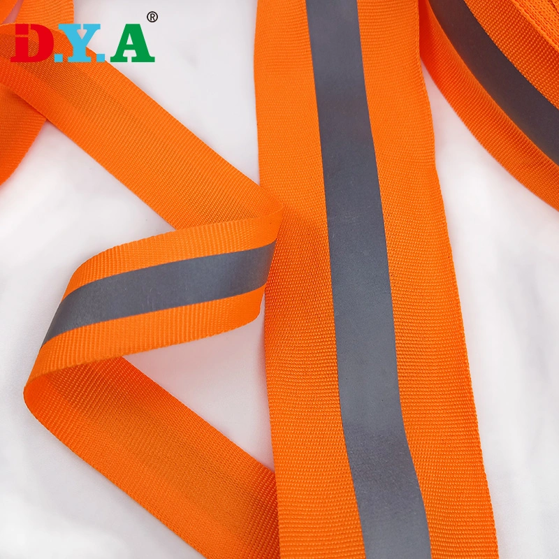 Whosale Low MOQ Multi Color Polyester Webbing with Reflective Tape for Tent Safety Garment