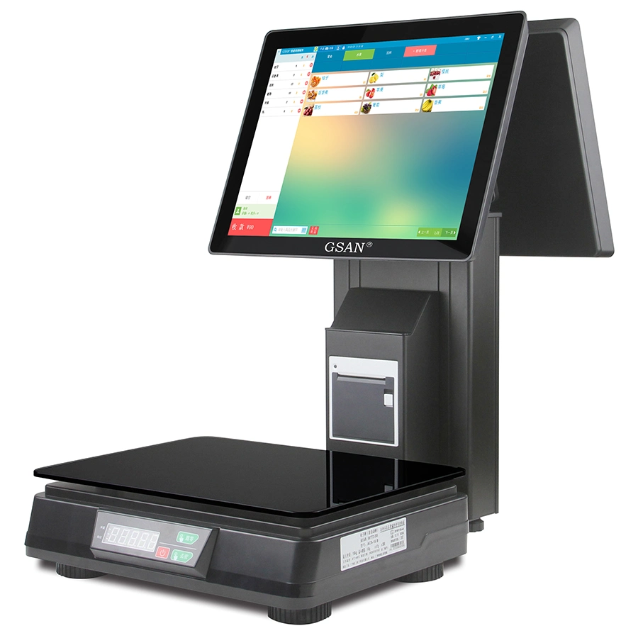 Dual Screen 15 Inch LED Touch PC POS Scale