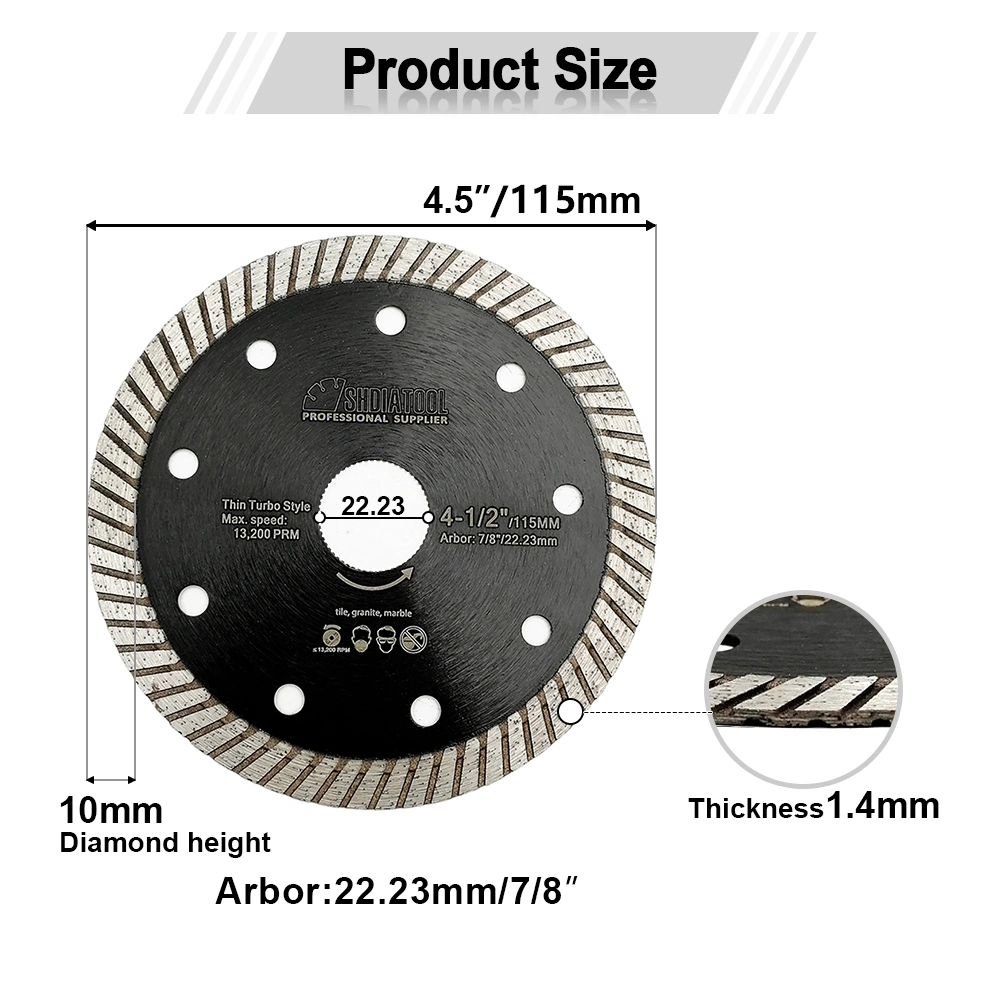 4,5inch SUPERTHIN Turbo Diamond Sägeblatt zum Schneiden von Fliesenböden, Keramikfliesen, Granit, Marmor, Mauerwerk, Stein