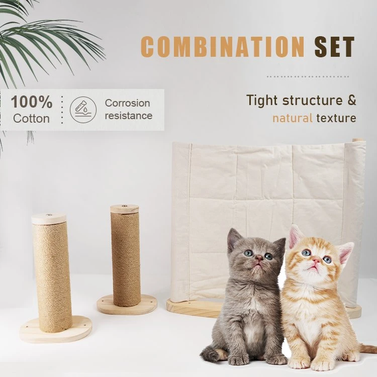 Étagères pour chats en corde de sisal avec deux marches, arbre d'escalade en bois, lits pour chats, hamac pour chats, étagère murale pour chats.