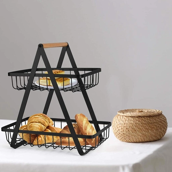 Countertop Fruit Basket 2 Tier Storage Holder Bowl Display Rack