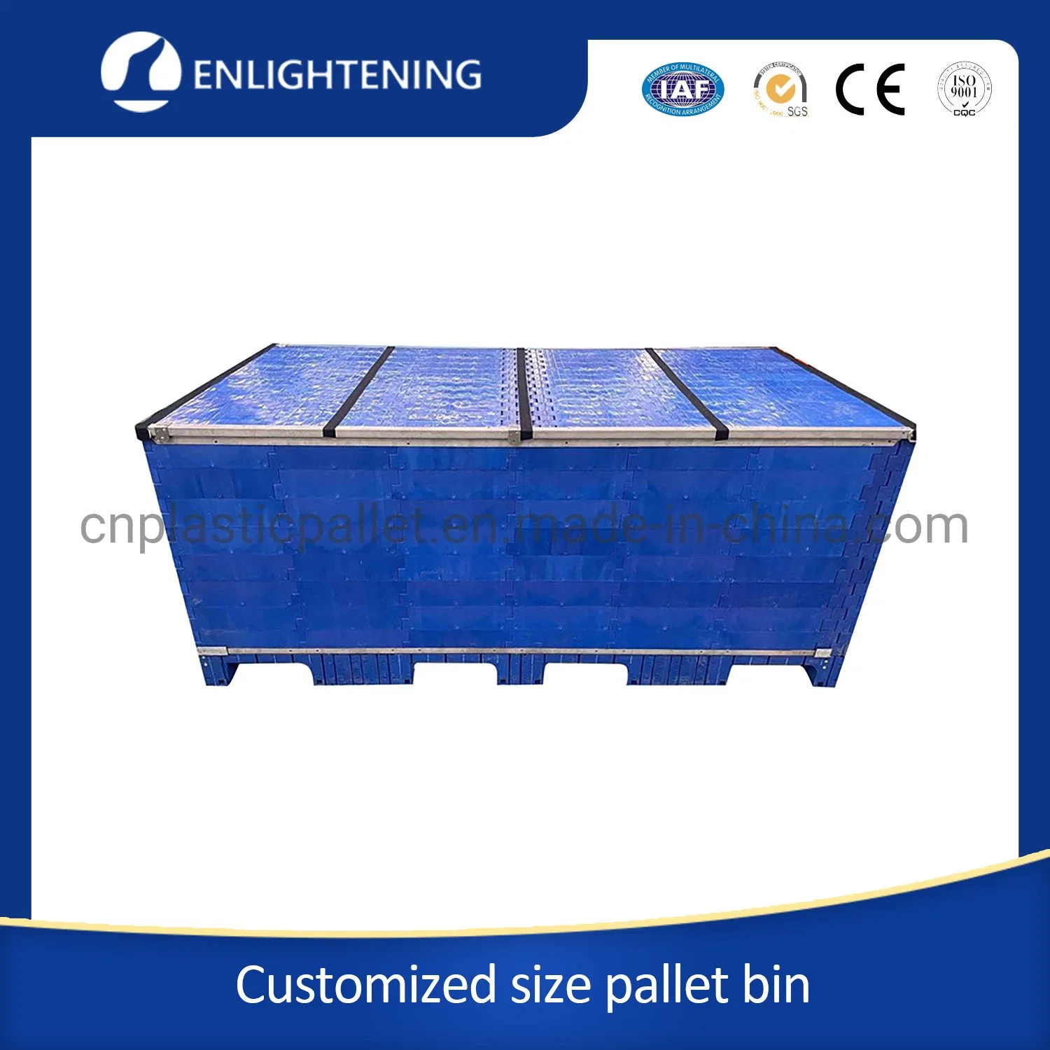 2300X1700X1300mm Heavy Duty Large Custom Bespoke Size Reusable Industrial Rigid Lockable Stackable Foldable/Collapsible Plastic Pallet Box Container with Lid