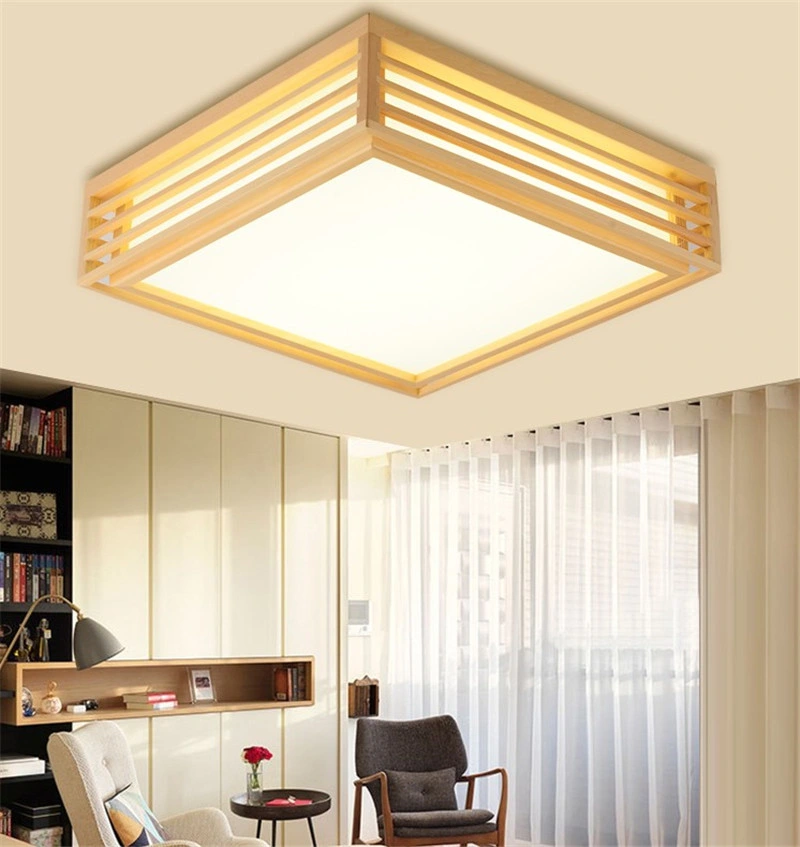 Natural Wood Living Room Lamp Japanese Style LED Home Ceiling Light (WH-WA-35)