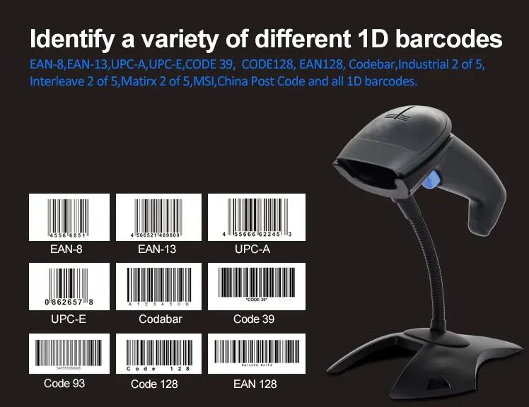 1d o scanner de código de barras a laser com fio com boa qualidade e custo mais baixo