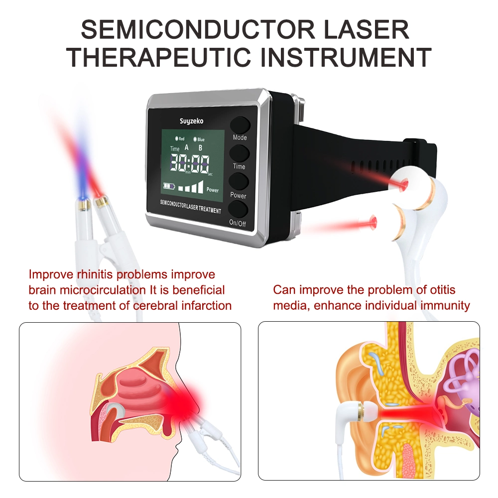 Saúde Pessoal Suyzeko 3 em 1 Laser frio de baixo nível Terapia Relógio de pulso para rinite dor comum cura da ferida