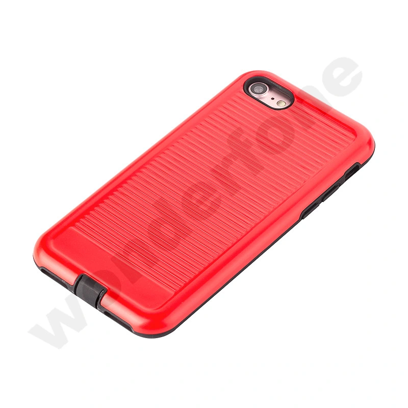 Plastic+TPU 2 in 1 Case with Dust-Proof Plug -Red