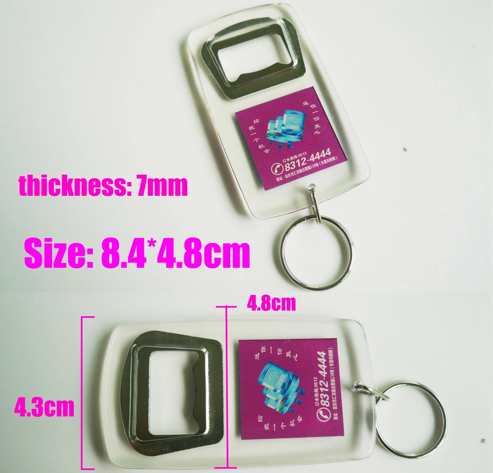 Cheap Acrylic Bottle Opener with Keychain for Promotion