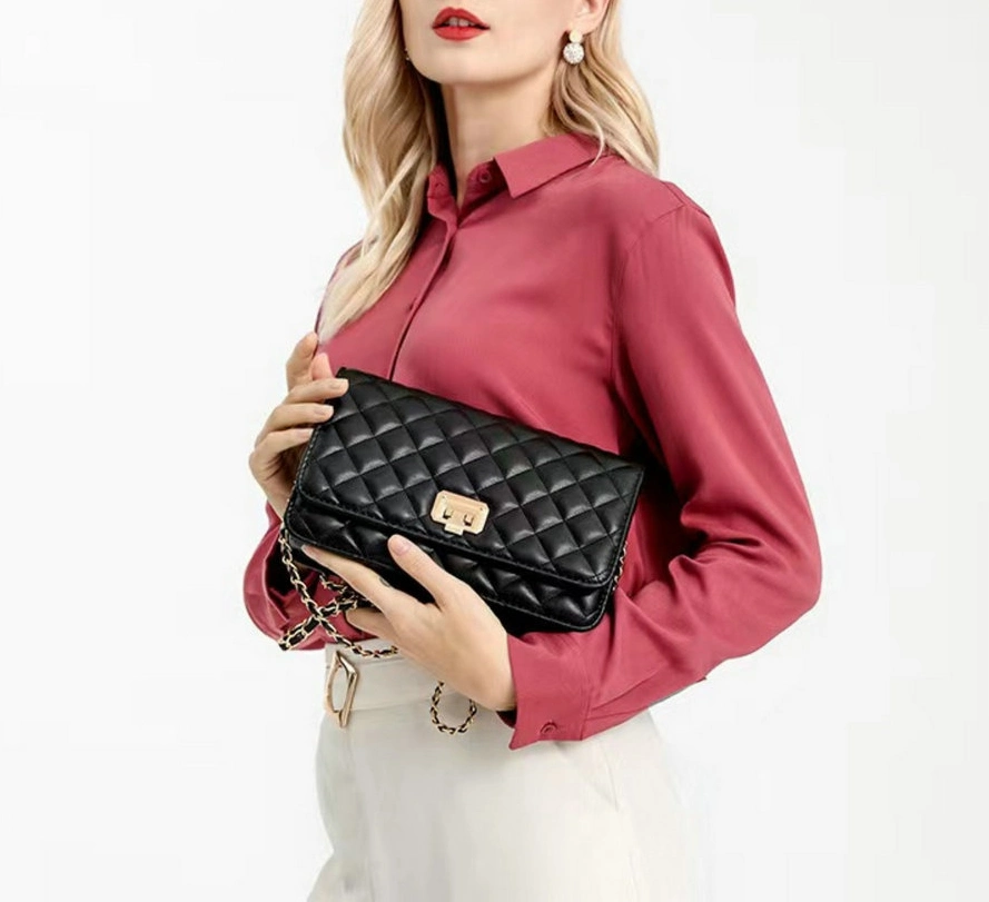 Fashion PU Leather Handbag Quilted Design Crossbody Bag with Chain Strap Wbb18546