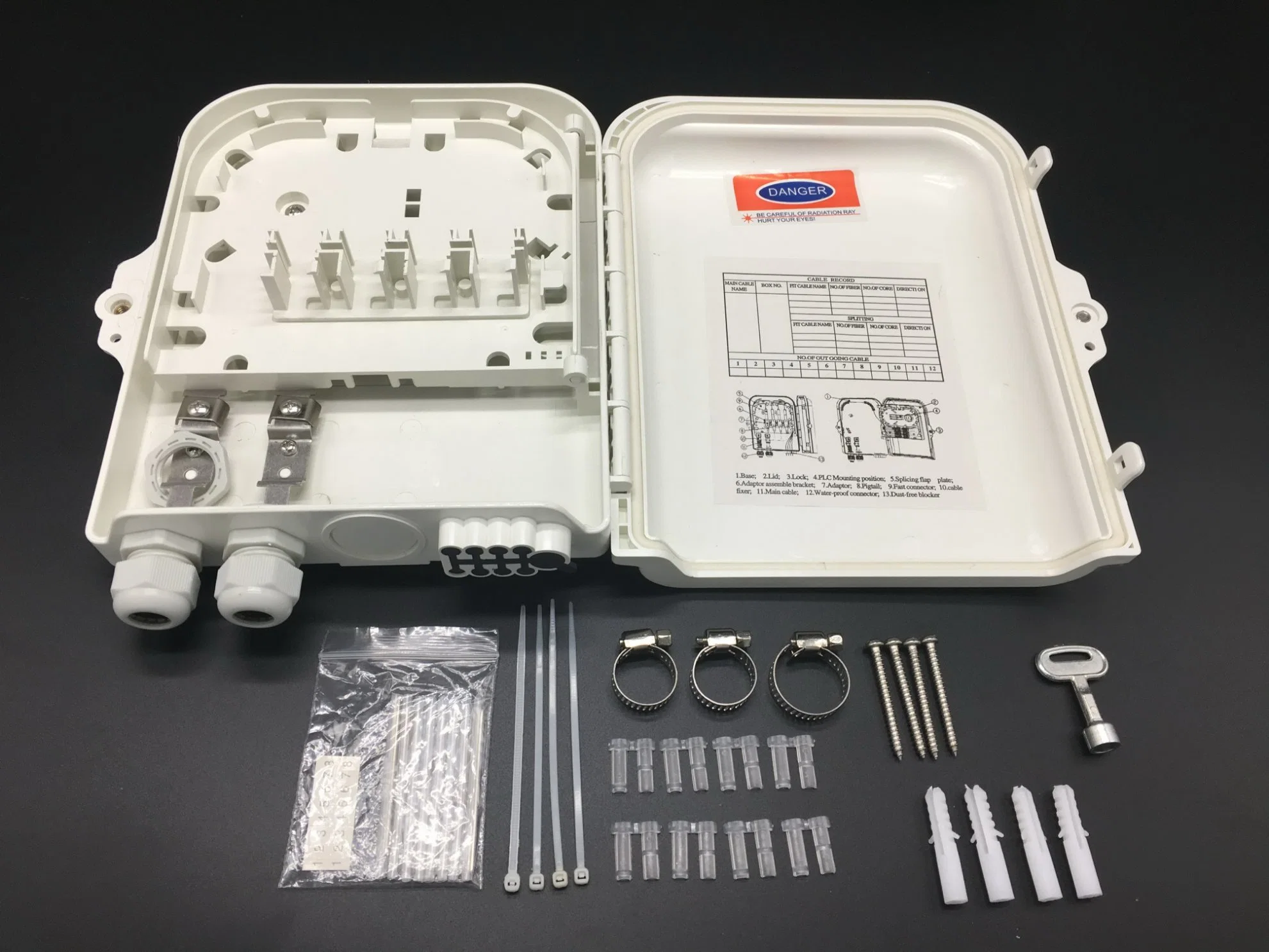 FTTH ABS Material Mini 8 Kern LWL Anschlussbox Für optischen Splitter aus Edelstahl