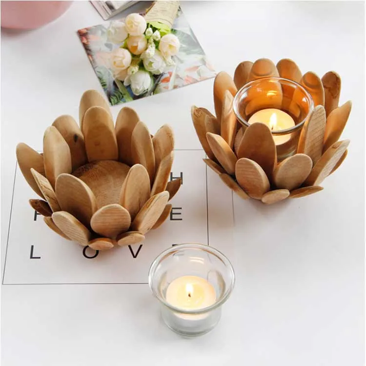 New Style Arrival Wooden Flower Shape Candle Holder Home Decoration Fashion Fancy