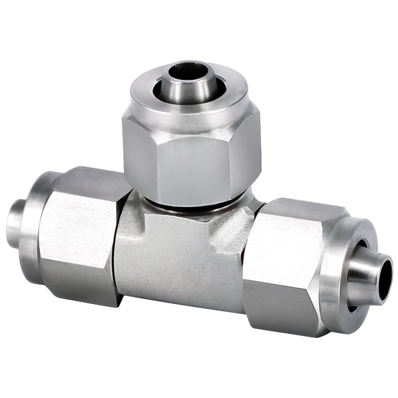 304/316 Stainless Steel Tee Push Fitting Pipe Connector, Tube Quick Joint