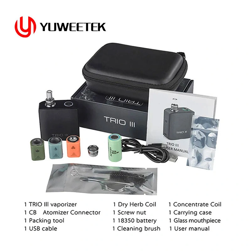 Yuweetek Trio III 3 in 1 Hq Dmt 510 Thread Vapes Battery Smoke Disposable/Chargeable Vaping Pen Pod Devices