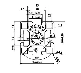 Mk Industrielle Maschine Rahmen 4040 Aluminium Extrusion T-Schlitz eloxiert 6063 für Sportwagen-Rennen