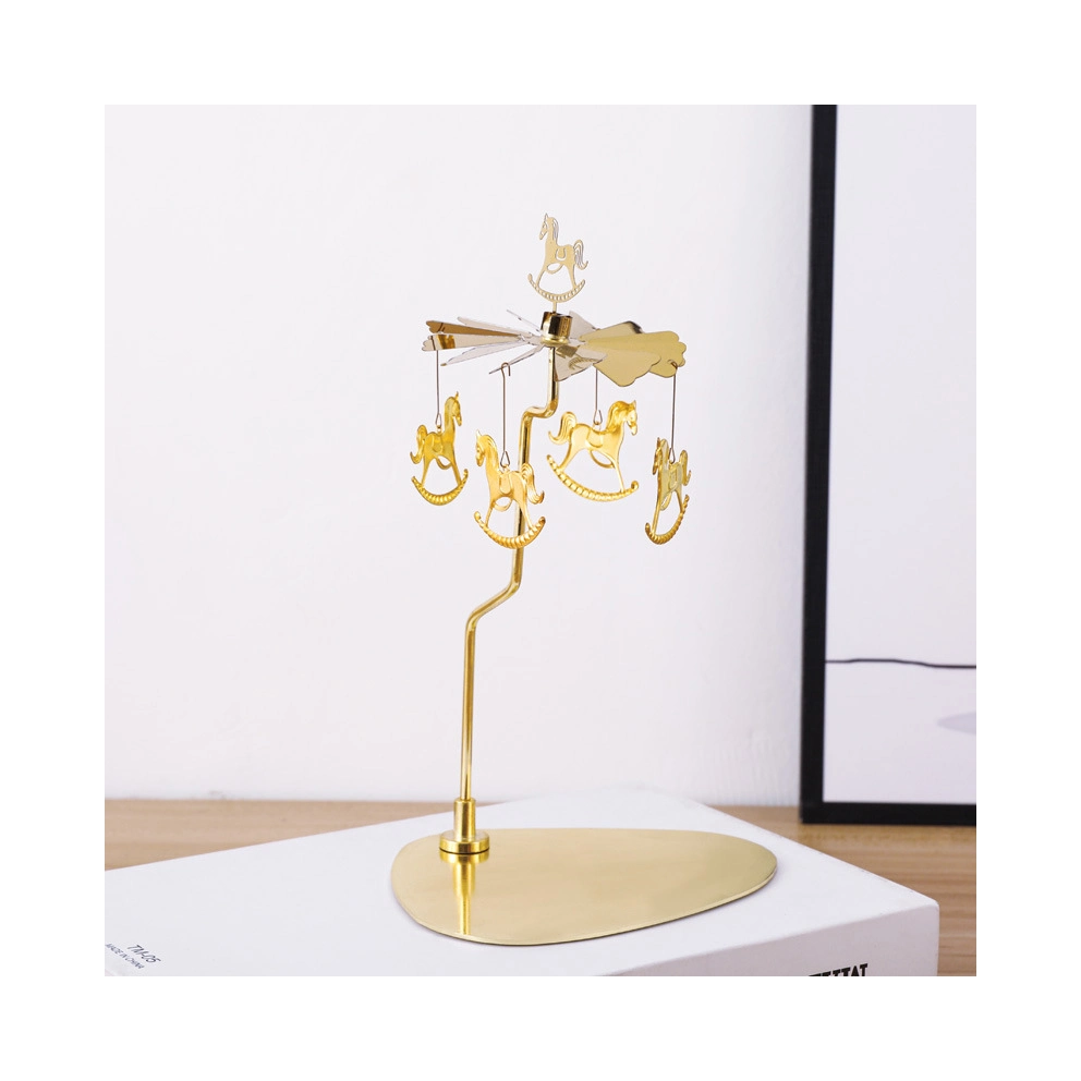 Christmas Golden Rotary Snowflake with Metal Rotating Producer OEM Home Holiday Handmade Spinning Tray for Decor Candle Holder