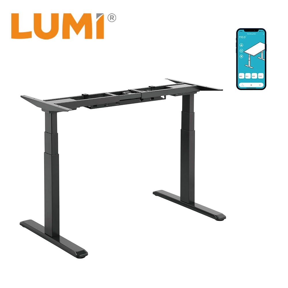 LUMI Manufacture Customized Melamine APP Control Standing Height Adjusted Computer Desk for Home Office