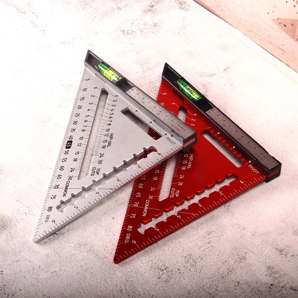 Red 7in Rafter Square Aluminum Triangle Square with Level