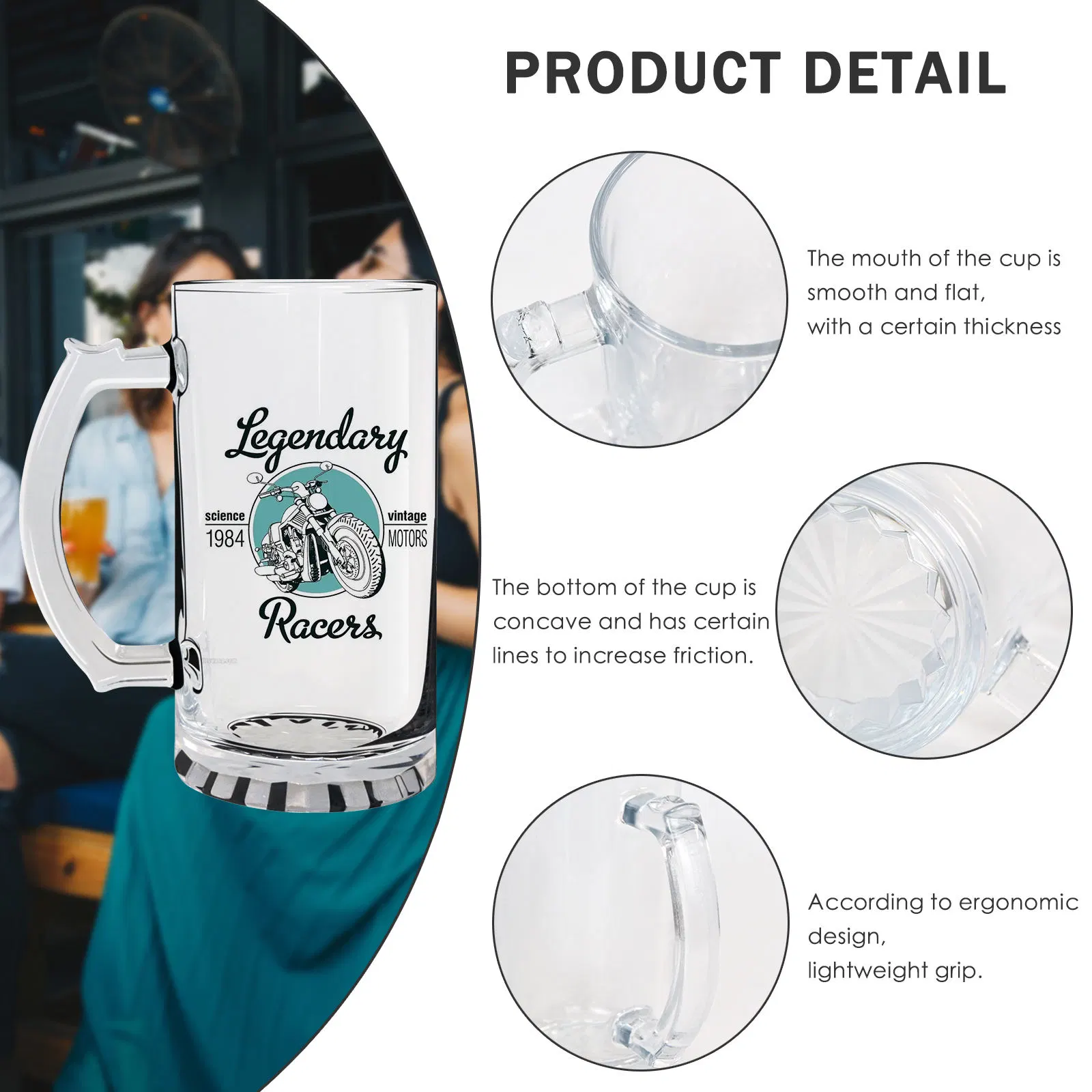 Original Factory Sublimation Glass Cup Wholesale/Supplier Sublimation Blank Large Beer Mug 16 Oz Transparent Frosted Beer Mug with Handle