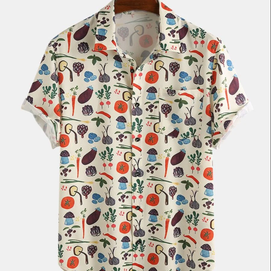 Full Print Men's Shirt Button up Short Sleeve Shirt and Shorts Sets Matching Breathable Fashion Casual Hawaii Shirt Man