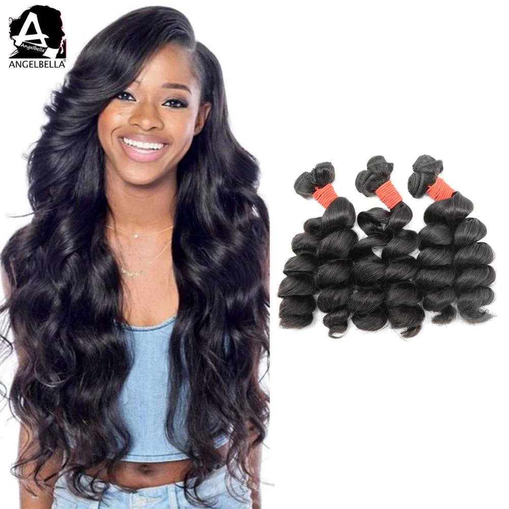 Angelbella Super brasileño llamado doble curvatura Romance visón de cabello negro 100% Natural Remy cabello tejido Wholesale