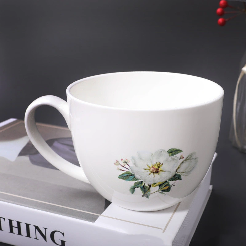 Factory Direct Sales of Bone China Breakfast Mug Mug Large Capacity Water Cup Customized Text Logo Household Ceramic Cup