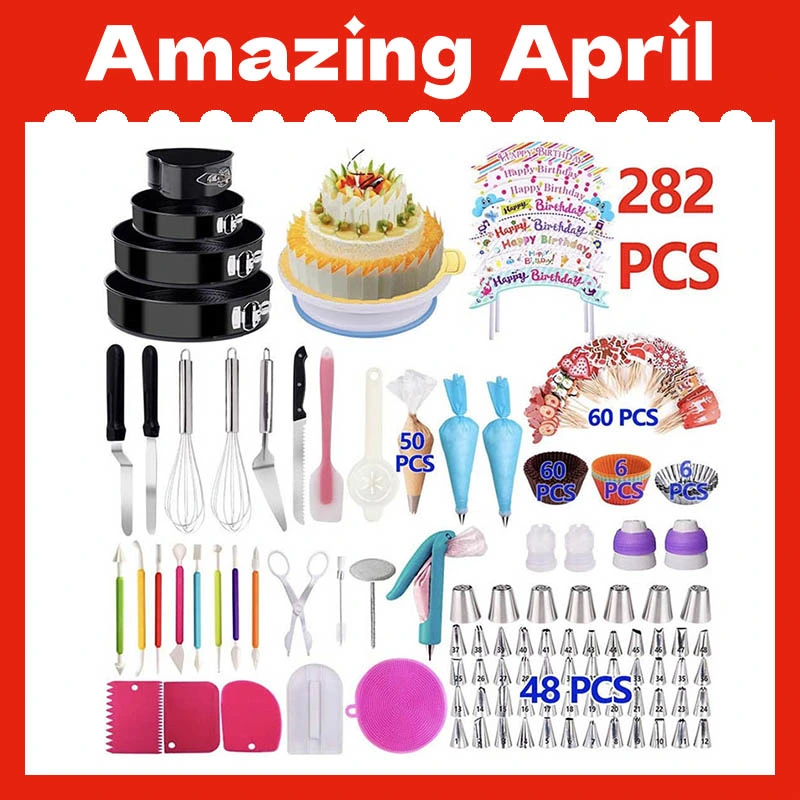 Baking Kit Supplies Making Full PCS Metal Stainless Steel Silicone Turntable Stand Fondant Decorating Cake Tool Set