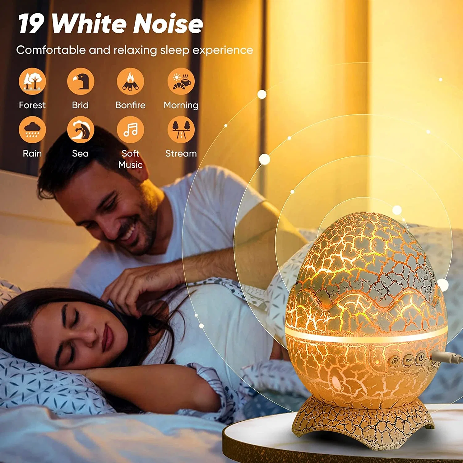 Govo de dinossauro com projetor Helius Galaxy e altifalante de música Bluetooth para Decoração LED Smart Lighting Star Night Light para adultos Tabela