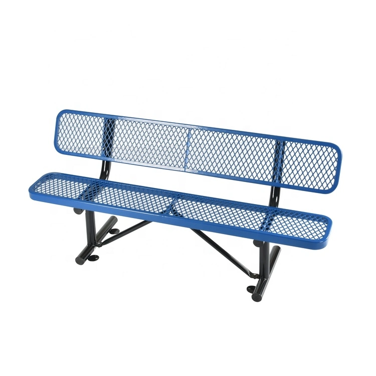 OEM rectangular de 72" CON RESPALDO BANQUETA único ampliado el Parque Azul/exterior de acero Metal bancos termoplástico