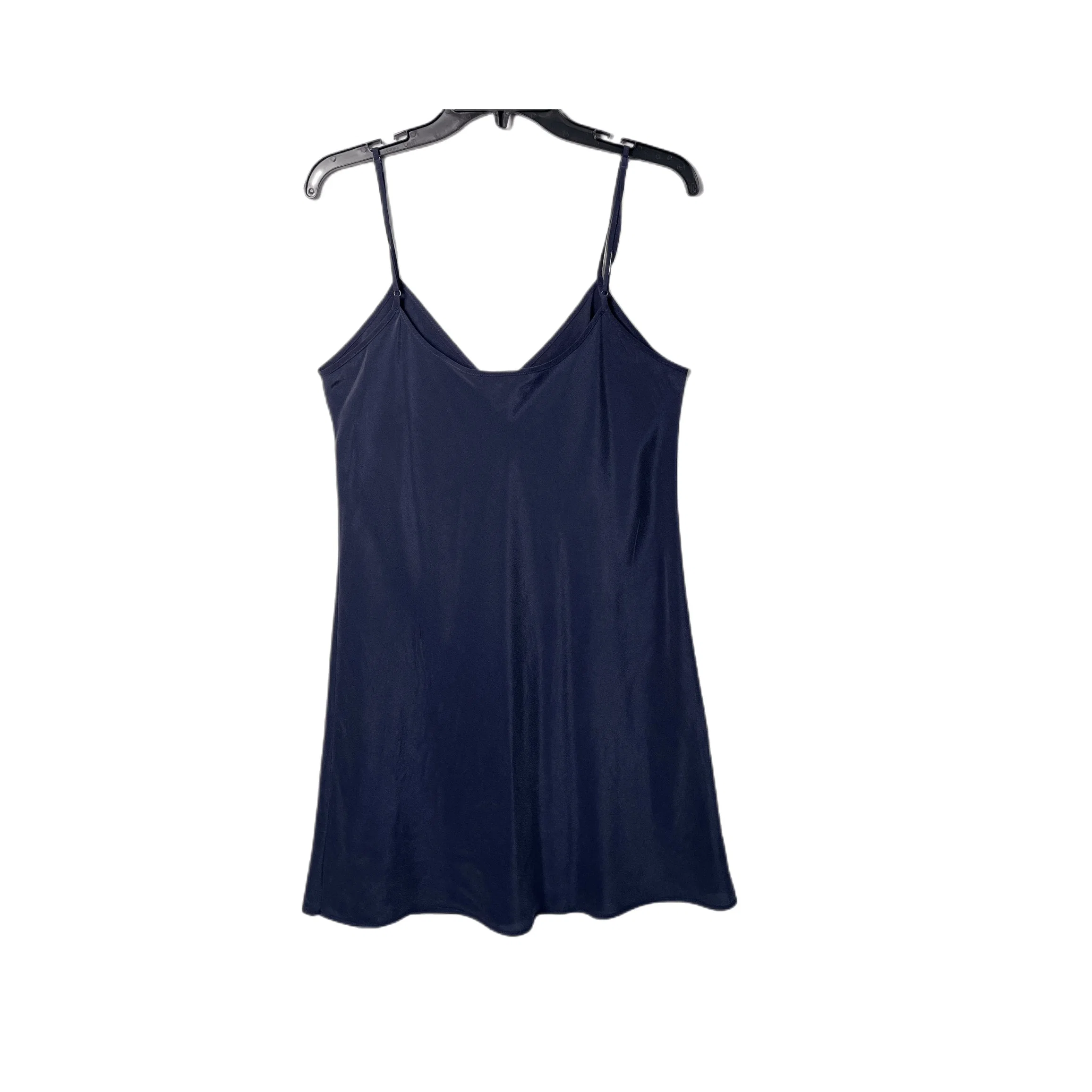 Women Lounge Loose Wear Navy Satin Silk Pajamas V Neck Tank Top