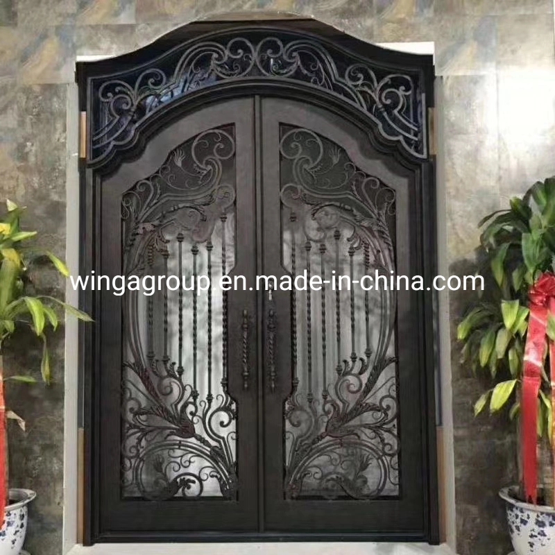 Half Circle Black Wrought Iron Security Steel Metal Door Wg-Sg-21