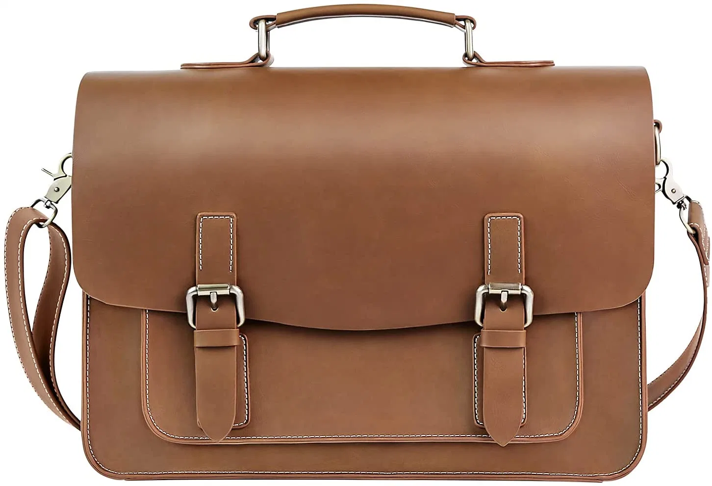Mens Messenger Bag - Vintage Fashion 15.6 Inch Waterproof Leather Laptop Briefcase Large Satchel Shoulder Bag Computer Bag, Leather Laptop Bag