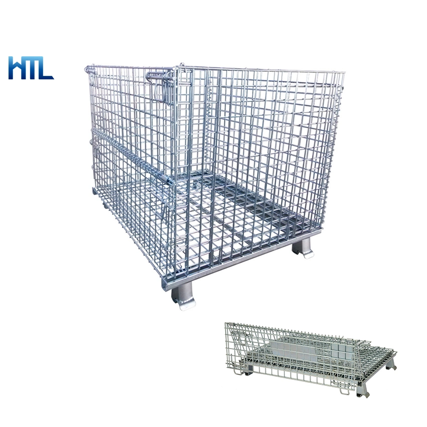 Heavy Duty Warehouse Collapsible Folding Steel Pallet Wire Mesh Basket