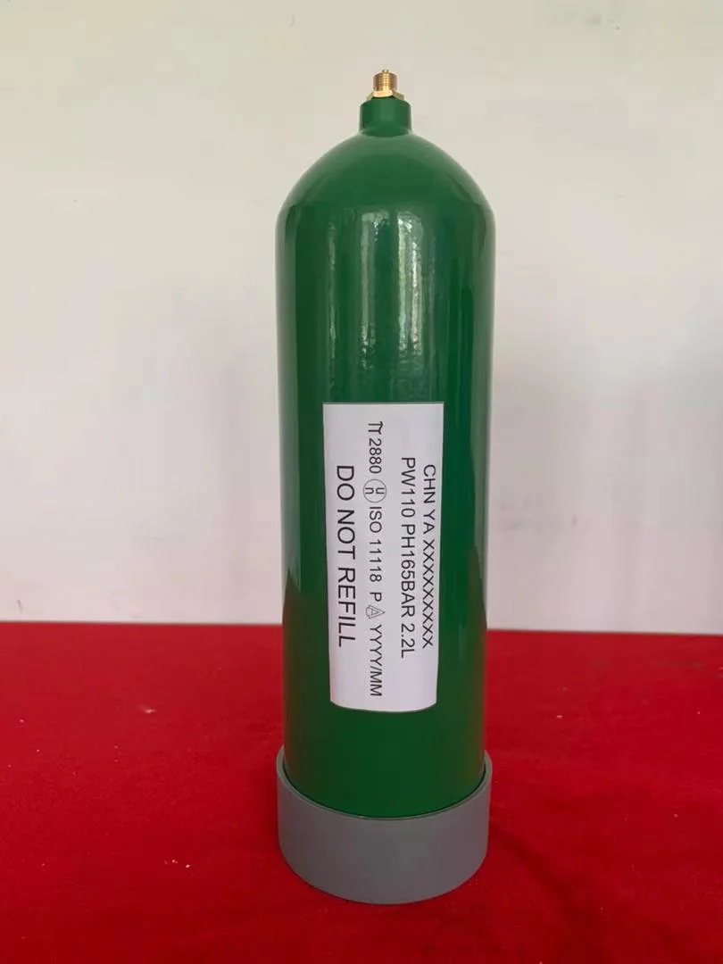 2.2L 110bar ISO11118 Tped Certificate Medical Use Food Use Disposable Gas Cylinder